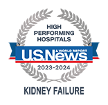 U.S. News High Performing Hospitals badge for Kidney Failure